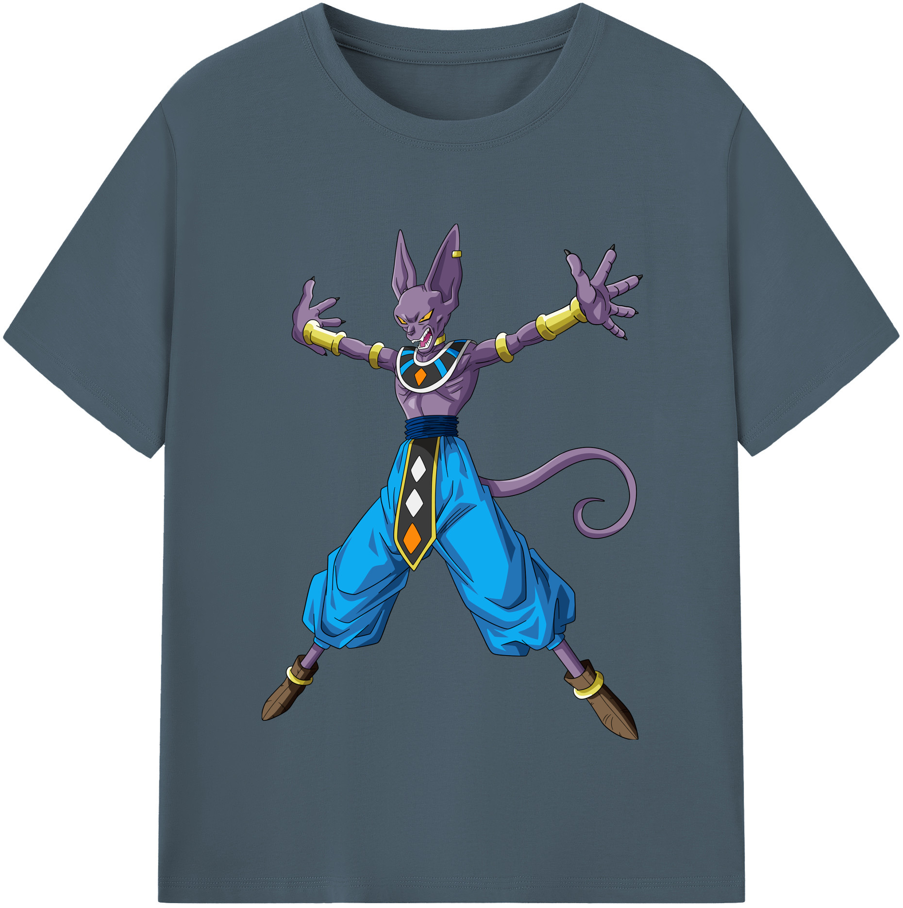 （画像用） ドラゴンボール ビルス 破壊神ビルス DRAGON BALL Beerus Birusu 綿100％半袖Tシャツ（フロントプリント）